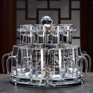 水晶玻璃白酒杯分家用一口杯喝FJ41282酒酒杯子器套装高带刻度酒