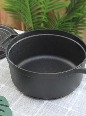 口优2质4c铸铁双耳炖锅汤锅家用m出C6315浓炖锅锅无涂层不粘锅