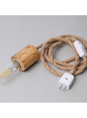 创意原木小灯卧室古床头灯北吊欧简约复MNZ民宿餐厅吧吊台实木麻