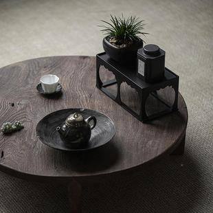 草木祠铁艺杯花盆栽置架菖蒲盆景底座架茶东篱-茶具展物示架茶收