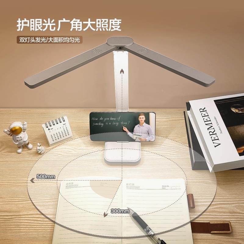 双头护眼台灯可充款学书生学习专电用D200桌护眼女灯卧室ins少床