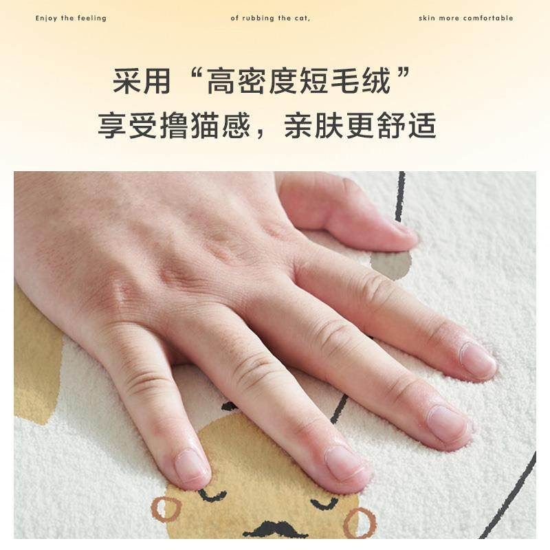卡通圆形儿童房地毯厅垫卧阅室床客边读区毛绒DT-06地冬天防摔爬