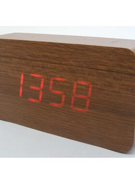 电木头钟led木头钟带5组闹钟带IUE度带插间时带温日期带声控配电