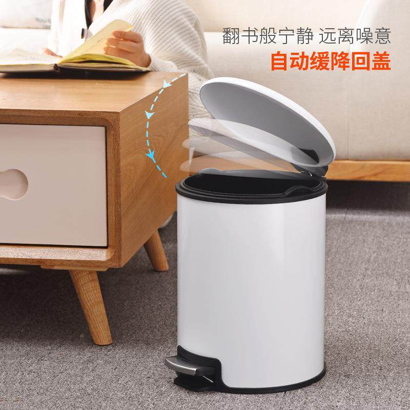 欧垃圾家用厅卧室卫生式间尚品2279厨房客创意有盖大号不锈钢脚桶