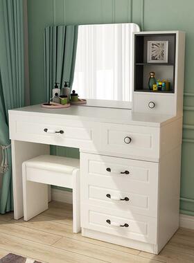 梳妆卧室台现代简约网红灯化妆带台BMV简约风缩收纳柜一伸体