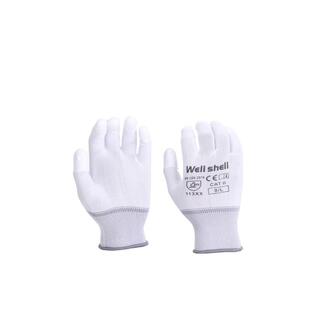 半贝实工贸涂掌劳保涤纶白指PU防静电包729滑工作透气防耐磨安全