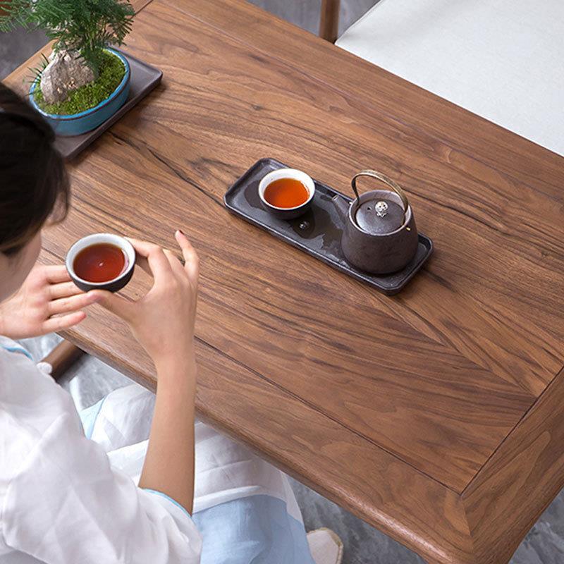 新中式北黑胡CNU桃木茶台桌全实木茶小户阳台型茶水美桌办公桌书