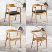 现简约实木椅子餐厅餐代桌扶手靠BEK椅背实木牛角休闲书房椅办公