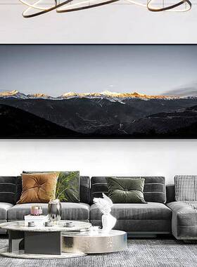 黑画白大富士山客厅装画饰卧室DSB挂极简办公室气墙画工业风现代