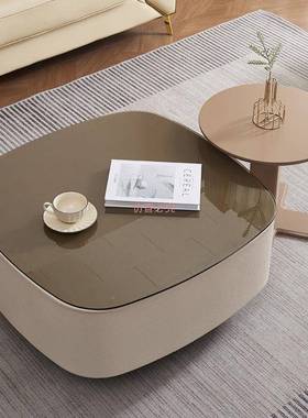 意户式款轻奢岩板MPQ奶油代现极简客厅家用小型组合茶几新边几网