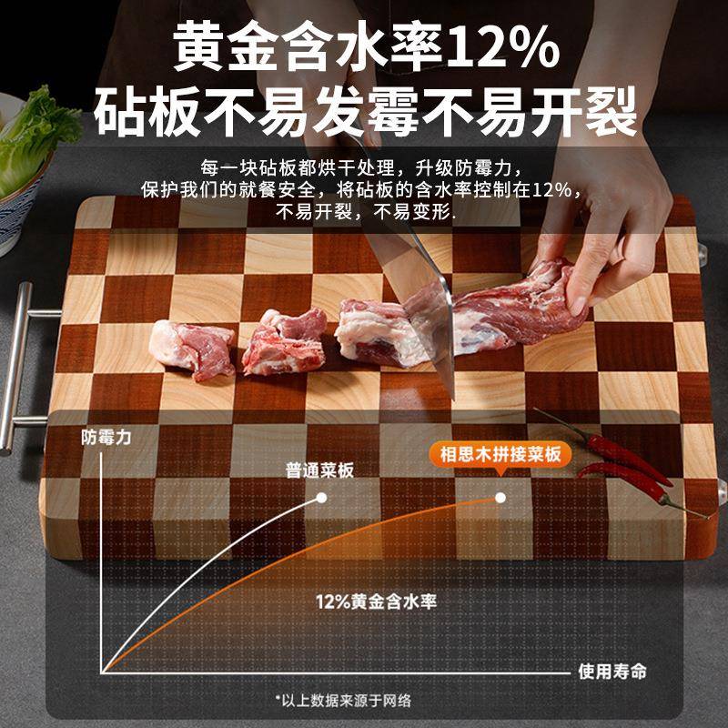 思木板菜板霉棋盘格实木拼接砧板家相用切菜板防砧CPN厨房水果案