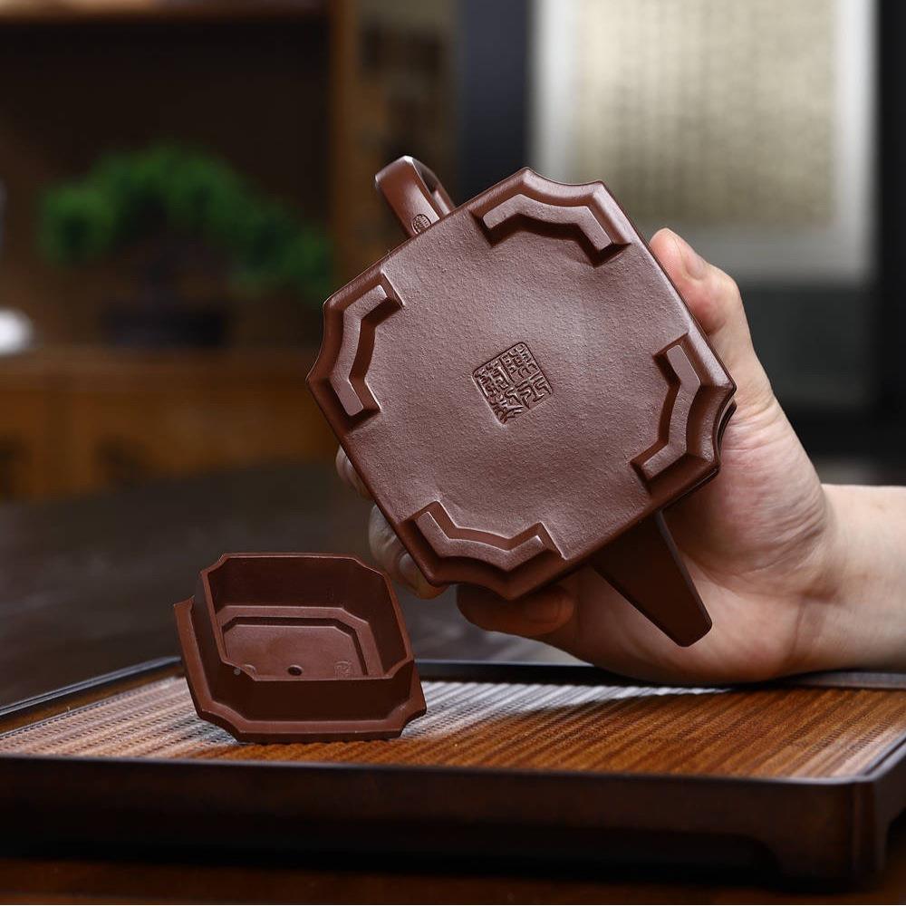 抽宜角四方壶茶兴砂壶茶具茶道文玩器陶器名家传手工紫ZBM原矿老