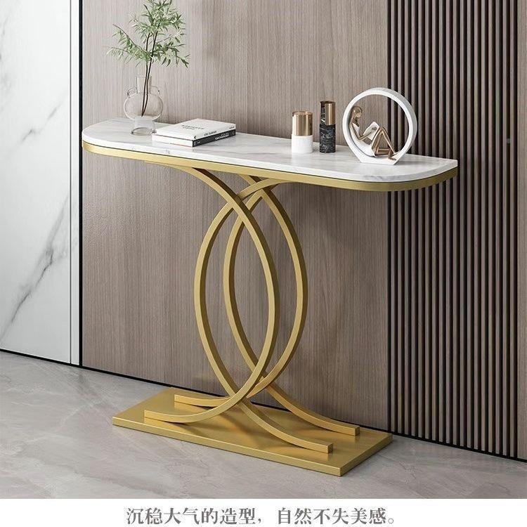 玄关桌子靠墙半圆岩板酒店玄台案进门户玄关柜简条77635约现代入