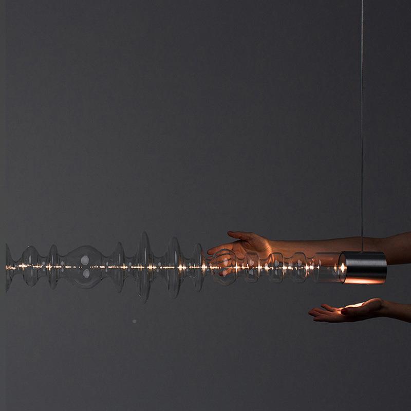 后现代极简餐厅灯北欧设计师款753书房台吧术条玻璃办公展厅吊艺