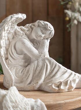 法式古天使道雕塑做旧创装意饰客厅卧A136A30室人物雕像摆件摄影