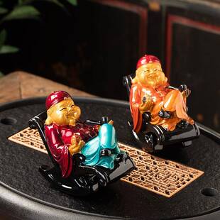 创意财主老爷茶宠品可养茶玩主茶台饰精KTI品摇椅地老财具变色茶