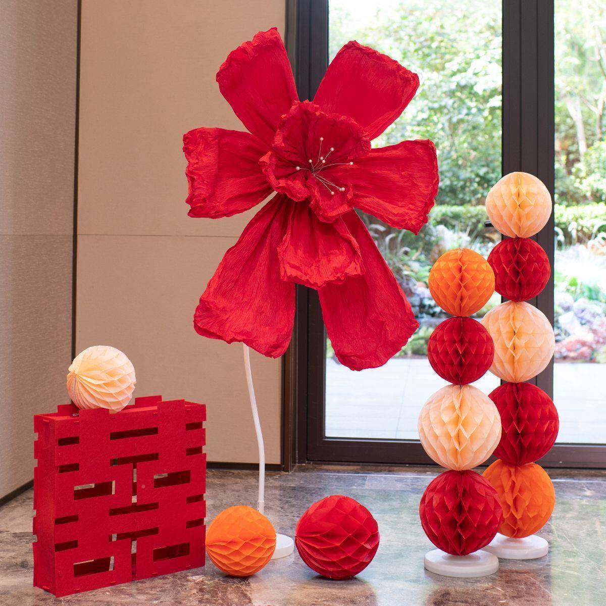 婚件房布置喜字拉花纸纹鸢花路引摆套手装背景装饰厂家直供婚礼卧