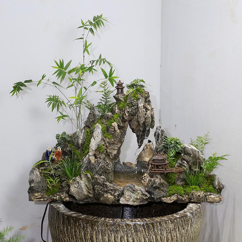 上门定XLS阳台庭院鱼池造景假环山流水摆制件循生态水古法缸水陆