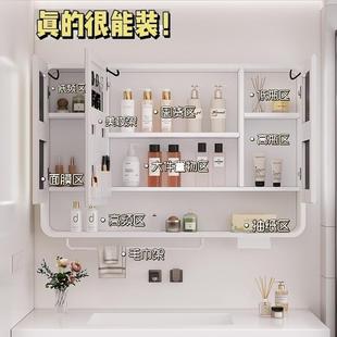 圆智能浴室镜柜挂墙式 化妆柜室单独镜子带物置架太L8160空铝收纳