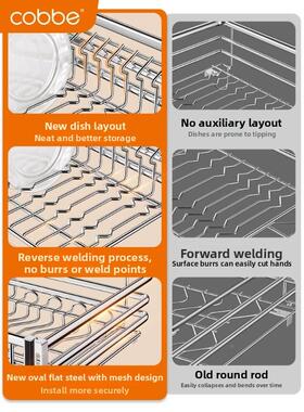 拉卡贝厨房篮3橱04不锈钢柜拉出碗无品牌/篮双层抽屉式碟拉架蓝色