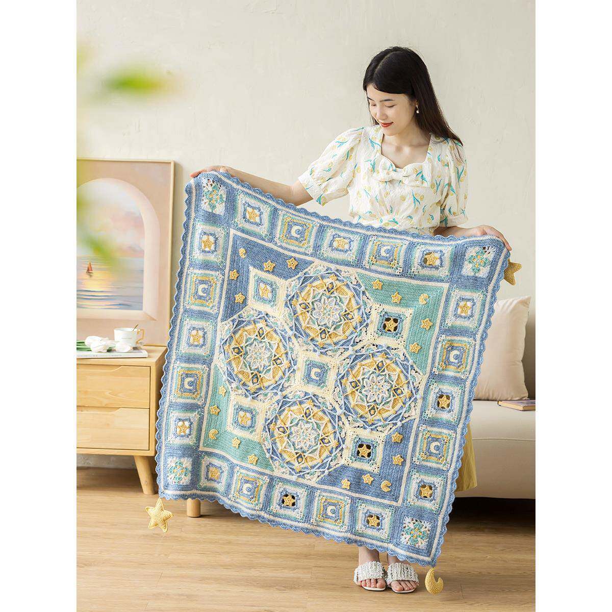 苏苏姐家梦幻料星月毯手工自D线IY编织钩KBT针毯子毛团制材包