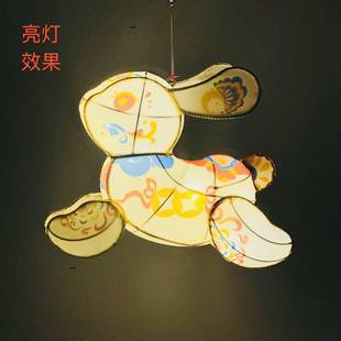 202新款飞天子灯笼儿童手提5发光传手统MHH兔工春节元宵节花灯装