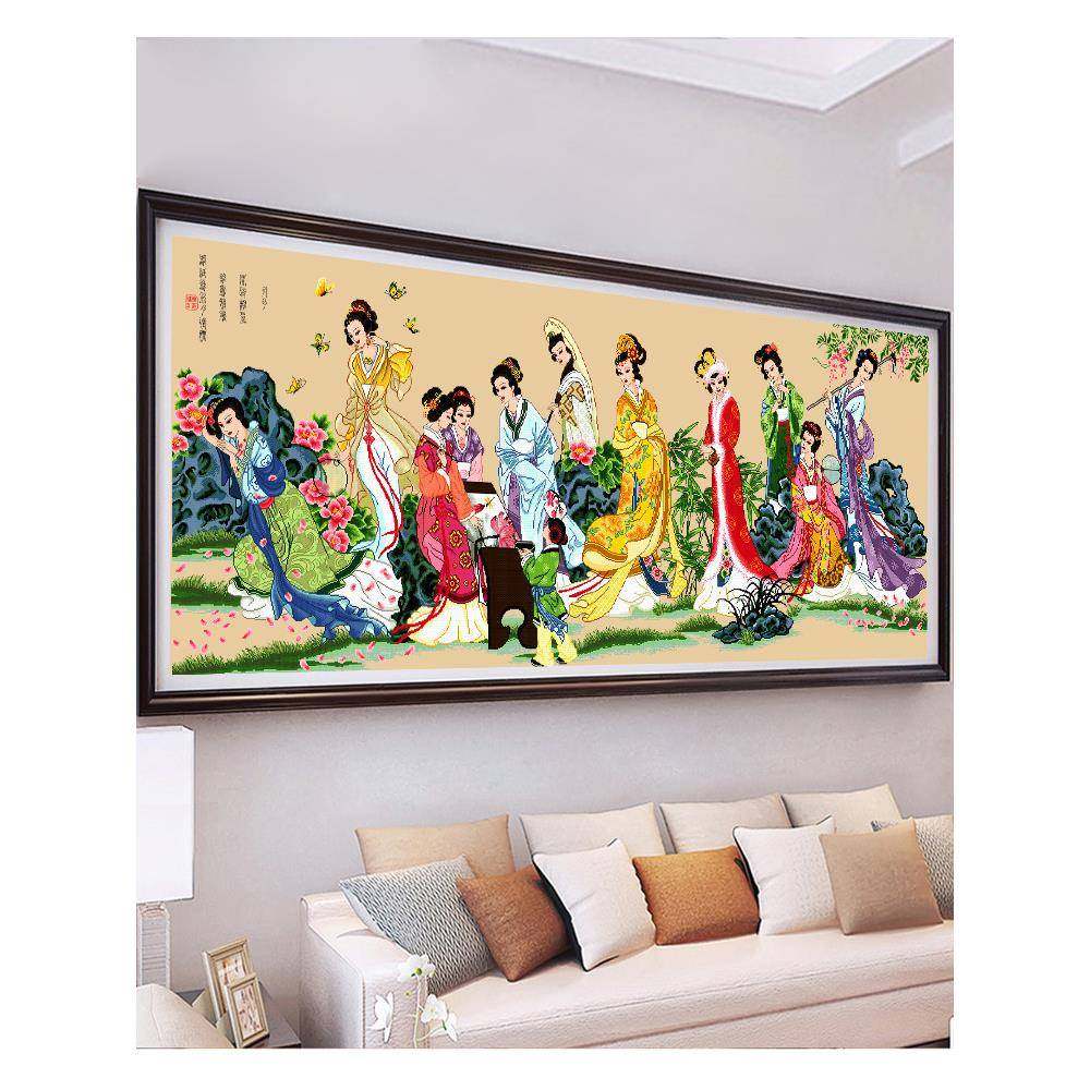 ?F7S6MS78琴棋书画十绣楼梦十二金钗客大幅红古代名画字手工厅202