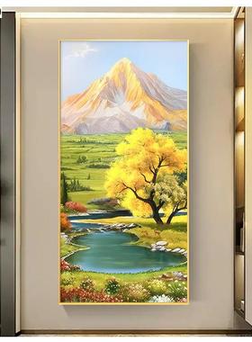 入户走玄关装VEG饰画高风画级感廊山水景挂金山聚宝盆壁画