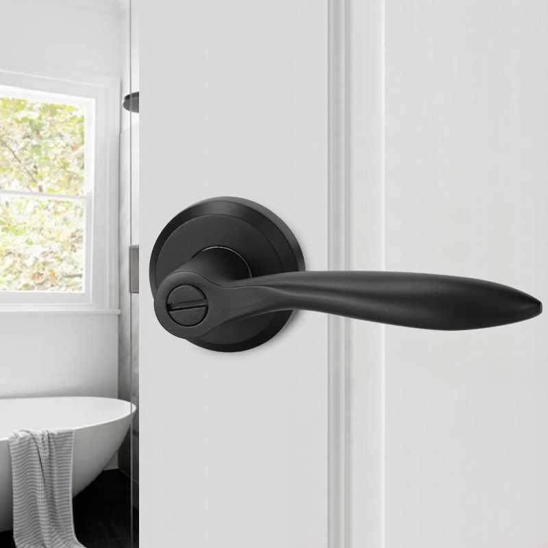 杰洗犀卫生间门612三杆锁执无钥匙通金用型铝合手间三杆式手锁浴