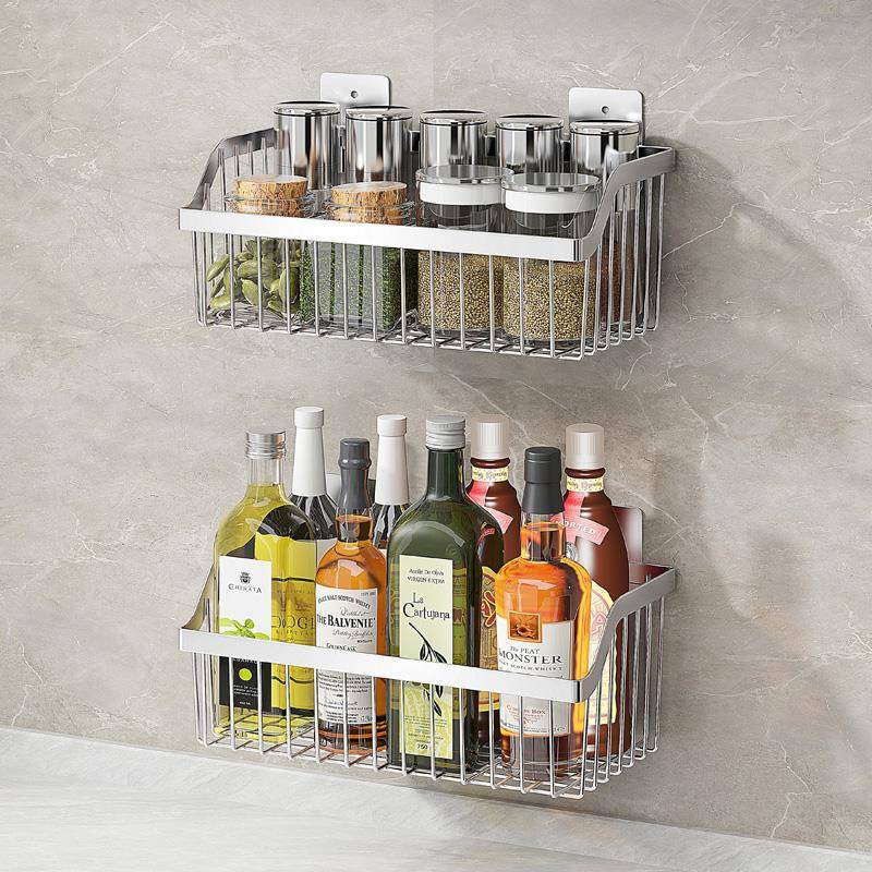 天挂悦先304不钢厨房锈置物架壁挂式葱姜蒜收纳VUX架水果菜篮台杂