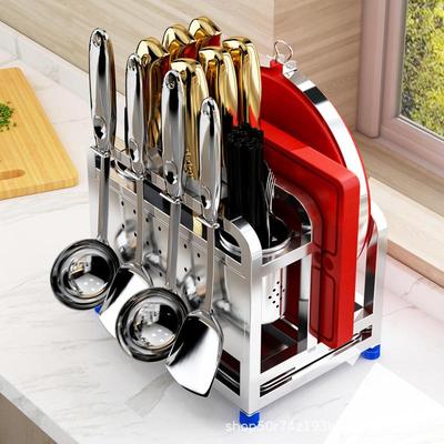 黑厨色不SST锈钢刀架砧板架子锅盖支架房置物创意刀具品收架纳用
