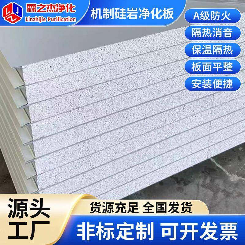 岩净硅化板彩钢板硅间岩夹芯板594无尘车专用防火板防化火板岩棉