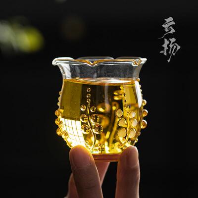 手工浮雕耐高硅玻璃茶热杯品ZT0878杯花茶杯功夫茶具茶杯主人硼茗
