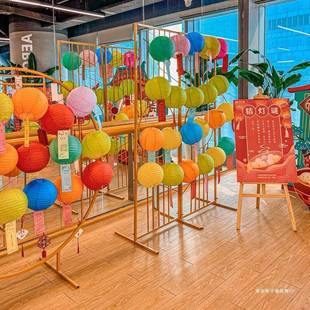 辛吉中秋节猜件灯谜灯笼装771饰展中示铁艺挂架子屏风婚庆布置式