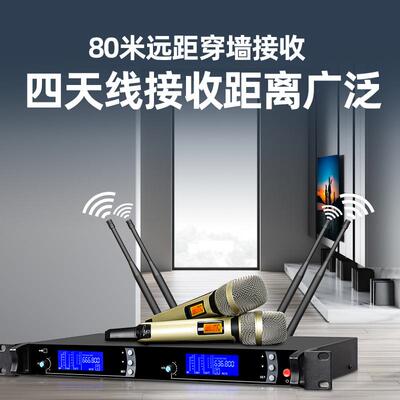 专业一V二无线SKM9000K麦克风可调频TV话筒舞拖台演出KT唱歌会议K