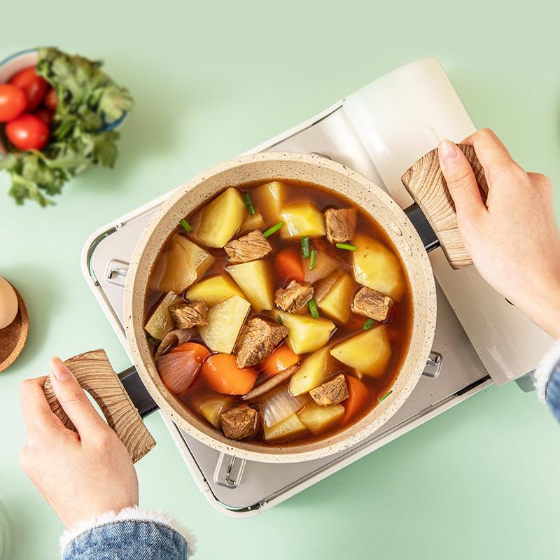 饭汤锅不粘锅大容量熬锅电磁炉通用双24cm耳汤炖锅煮蒸焖石奶锅麦