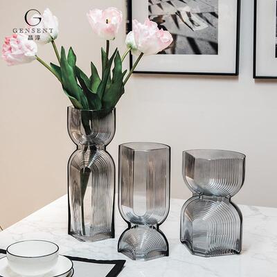 晶淳合轻奢创意玻璃花HP221110透明水养鲜花百北瓶网红客厅欧餐桌