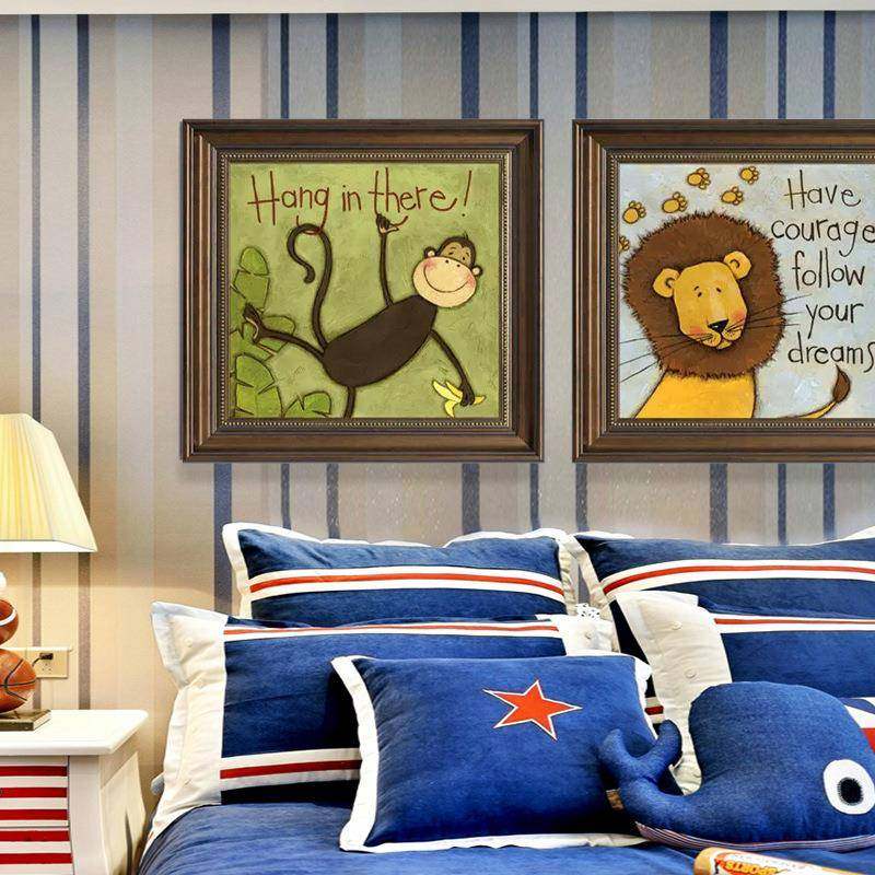 现代简约美儿墙卧童房式装饰画男孩女孩室床头al202209背景壁画挂