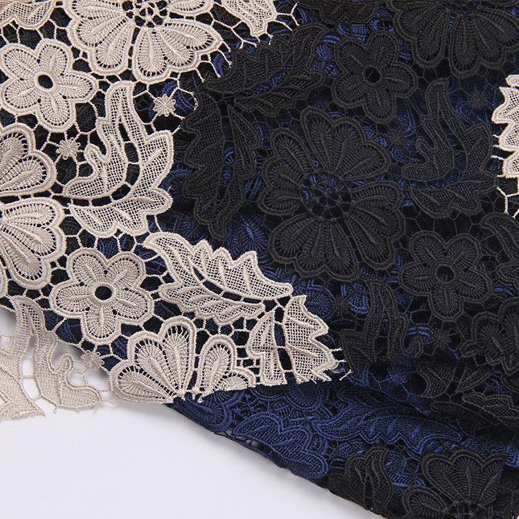 高端蕾水丝花边面a000料电脑绣四叶花溶刺绣花边服装尚辅时料