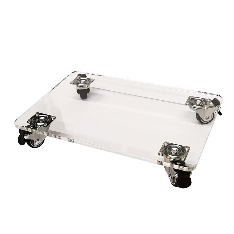透明亚克力移动托盘定制t家居收纳带轮平板推车底座托架净化加湿