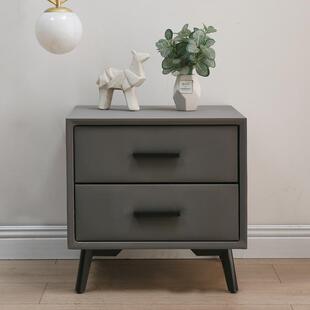 整装北欧全实木皮革软包饰面简约现代卧室网红迷你小型收纳床头柜