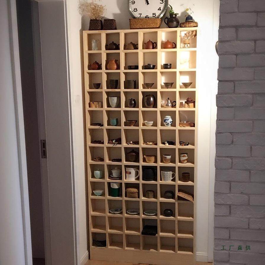 定制实木格子架墙上置物架壁挂收纳柜茶壶展示架小饰品创意格子,收纳整理,烫衣板及配件,淘宝优惠券,粉丝福利购,淘宝优惠卷