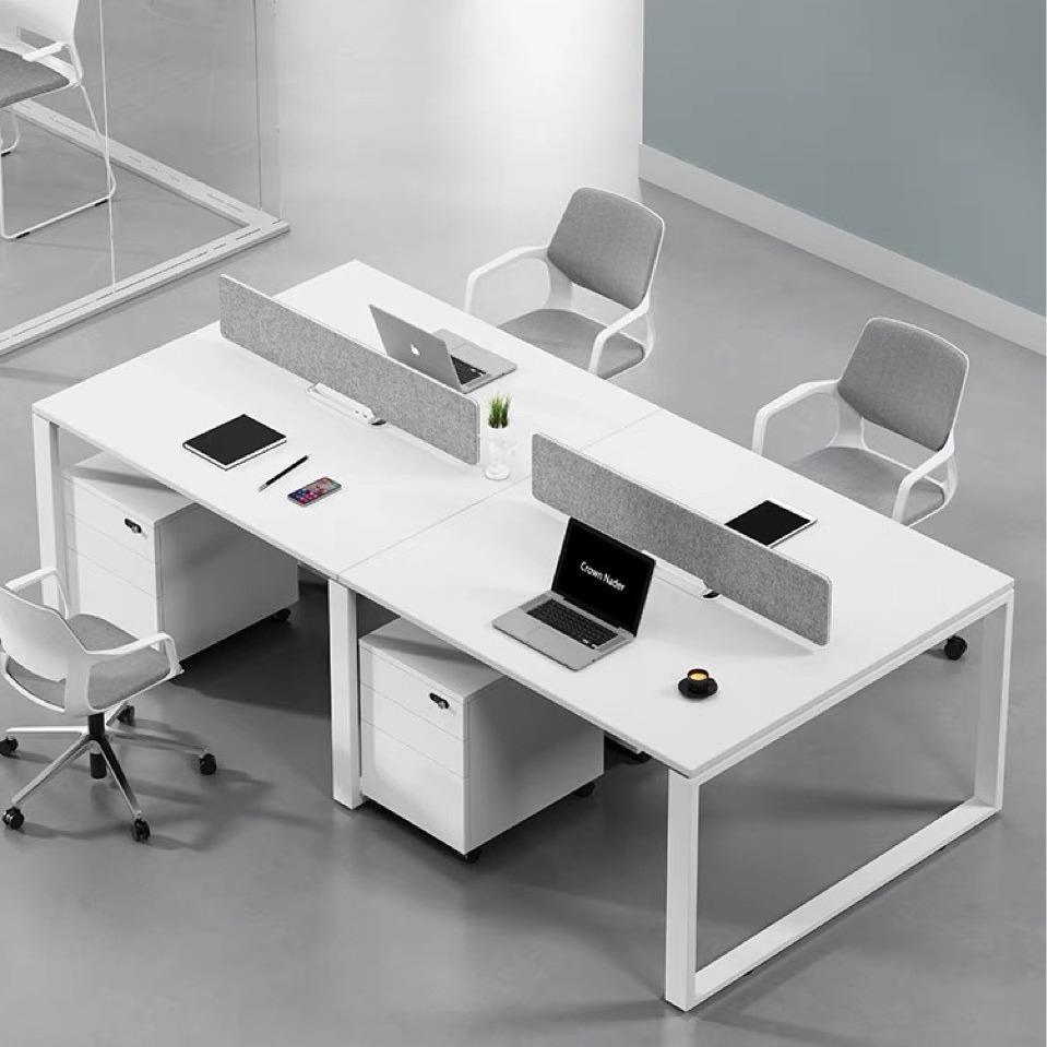 钢架办公桌简约2/4/6人位位职员屏风工办公组桌厂椅财务办TCZ公桌