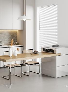 悬浮岩板岛台#桌一体实餐木小户型储物用中岛台家透明亚93057克力