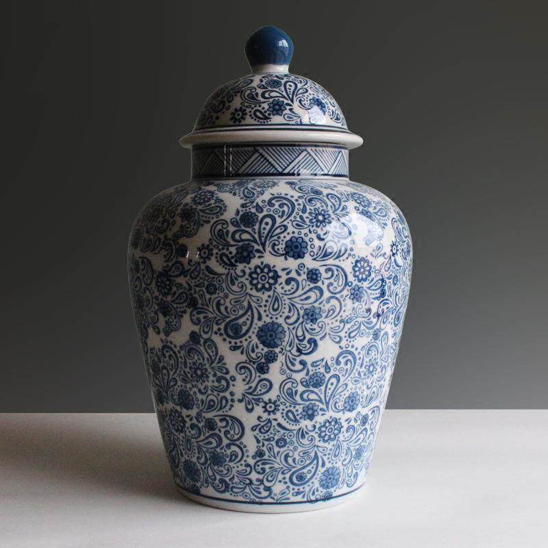 JRL现代新中陶式瓷青花瓷储物罐件摆创意家居电视柜玄关摆软设装