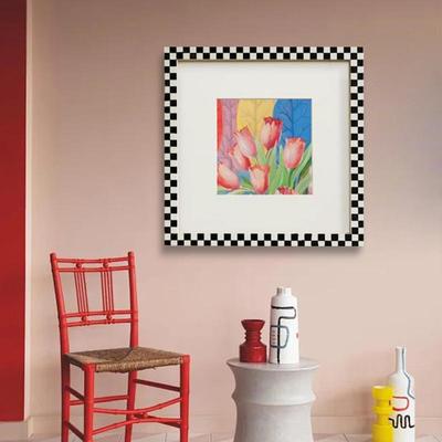 现法代式马蒂斯装黑白棋盘格艺术饰画大卫霍SVU克尼客餐厅厅墙面