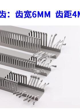 灰色PVC塑料行细齿密牙阻燃绝缘柜配电走加厚新线料明OJM装开口槽