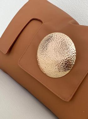 橘色橙色0PU3皮革金色枕大碗装饰腰长方形*5GRO0轻奢新中式沙发靠