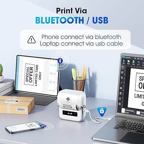hm码emooM250热敏打p印机商用小型标签机便携式M250英文迷你条打