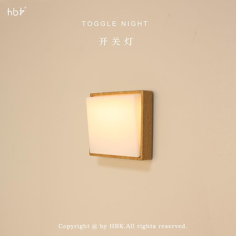 黑白开关灯创简约床头LED起夜磁吸|客充电款意免布线286调亮度可